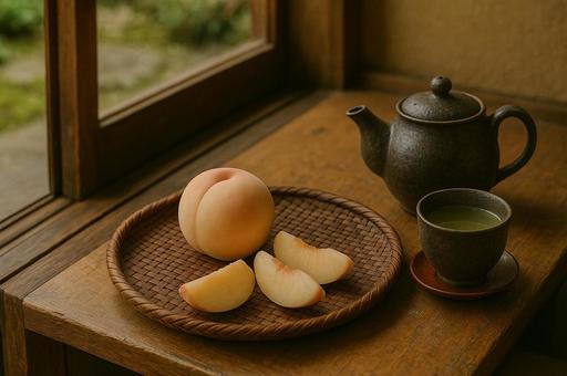 白桃とお茶 白桃とお茶の写真