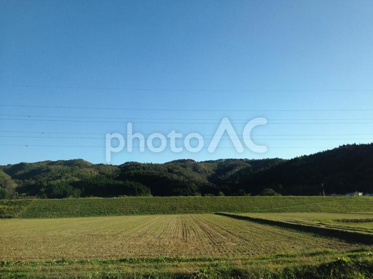 稲刈り後の田んぼ 田んぼ,田園,田舎の写真素材