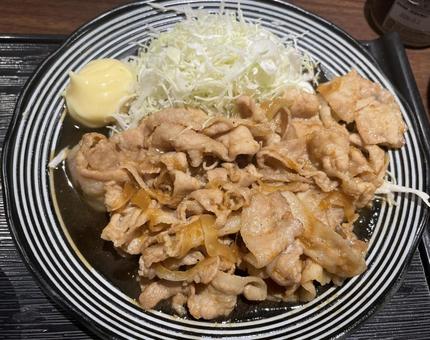 Photo, grilled ginger, pork, set meal, 
