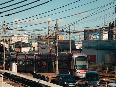 路面電車 路面電車,広島市,新井口の写真素材