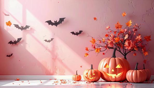ハロウィン淡いカラーのジャックオランタン ハロウィン淡いカラーのジャックオランタンの写真