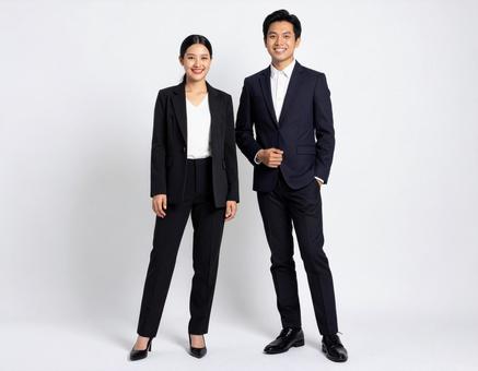 スーツを着た男性と女性の写真の写真