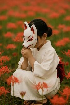 狐面に導かれて／秋の記憶（AI生成）の写真