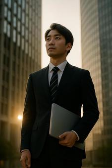 決意を胸に立つ男の写真