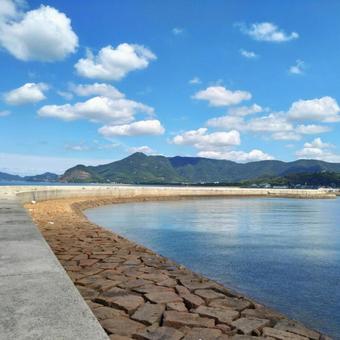 港から伊吹島 香川県,海,風景の写真素材