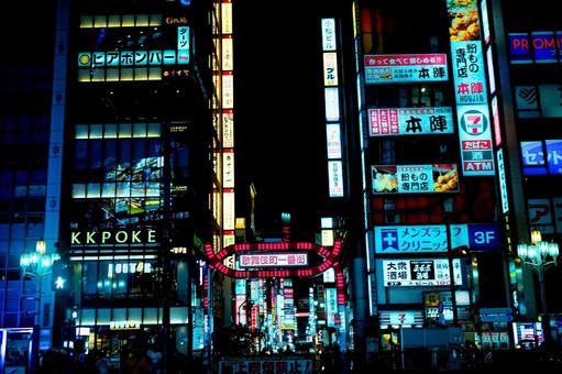 新宿歌舞伎町のネオンサイン 新宿歌舞伎町のネオンサインの写真