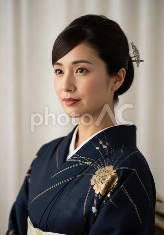 浴衣姿の日本人女性のポートレイト 夏祭り,笑顔,花柄の写真素材