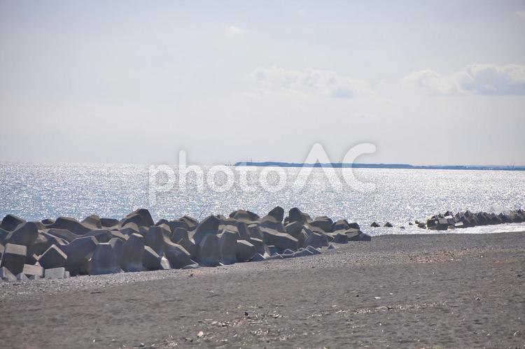 青い海と砂浜 海,風景,空の写真素材