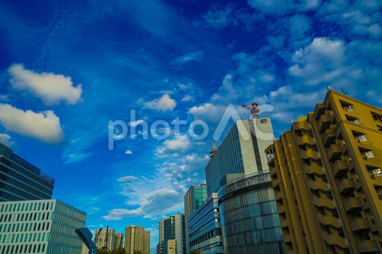 横浜の街並みと秋の空 横浜,みなとみらい,ビジネス街の写真素材