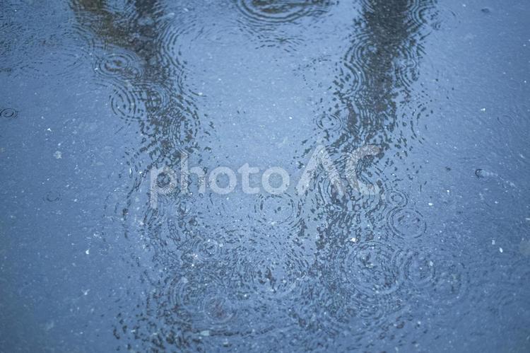 波紋が広がる雨の日の水たまり 梅雨,雨,波紋の写真素材