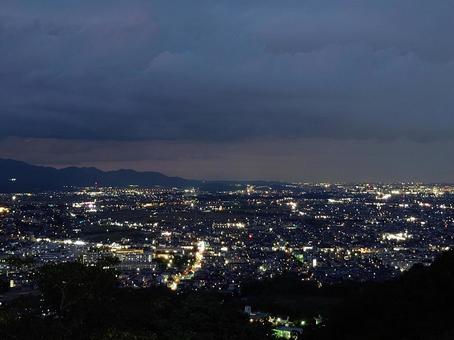 湘南平から眺める湘南の街並みの夜景 湘南平,都市景観,夜空の写真素材