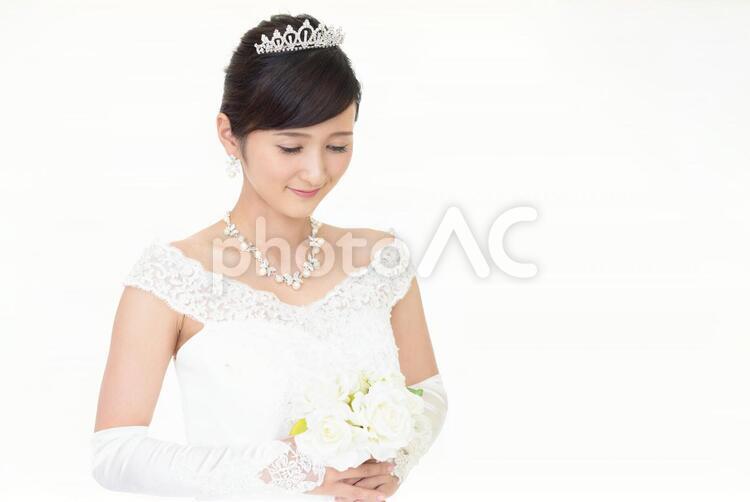 ブーケを持つ美しい花嫁 女性,女,花嫁の写真素材