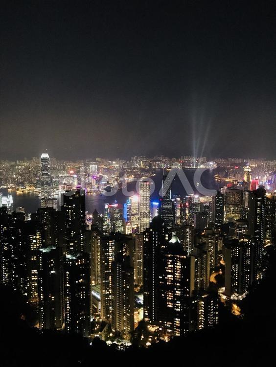 香港の100万ドルの夜景(縦) 都市,中心業務地区,スカイラインの写真素材