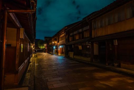 【石川】夜のひがし茶屋街 ひがし茶屋街,石川,金沢の写真素材