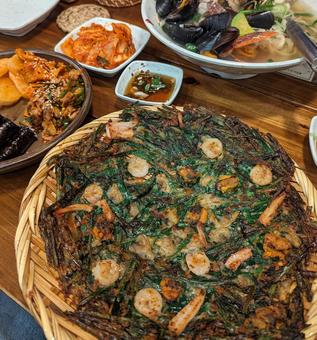 チヂミ チヂミ 韓国料理,釜山,広安里の写真素材