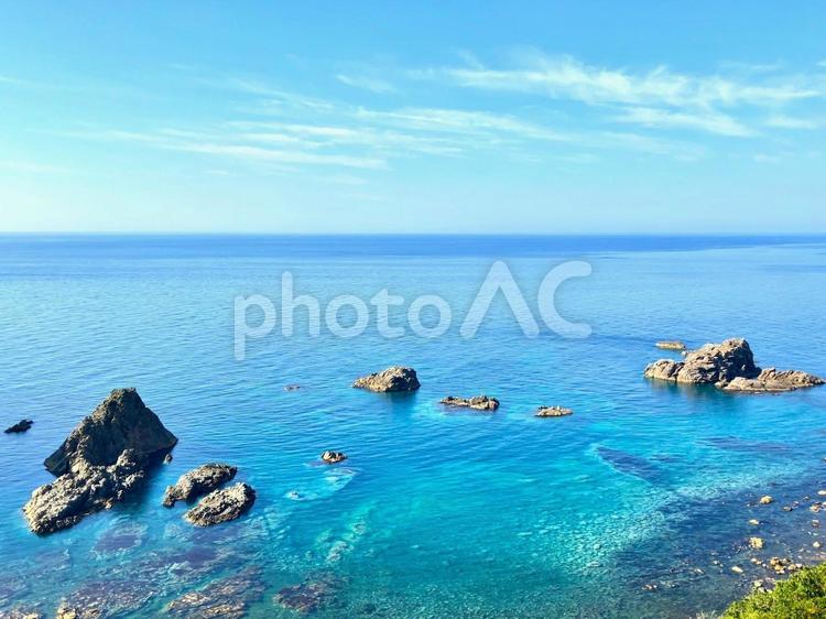 北海道　積丹ブルーの景色③ 積丹半島,積丹岬,島武意海岸の写真素材
