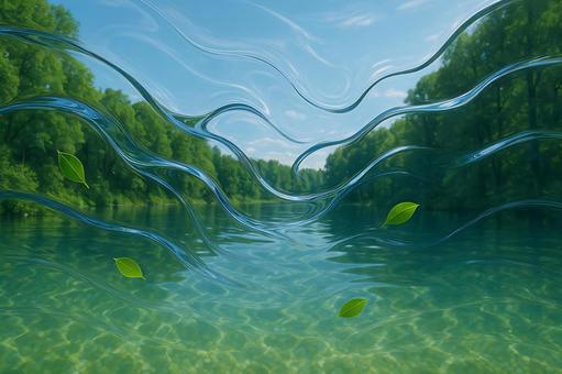 柔らかに広がる水と葉の癒やし背景 柔らかに広がる水と葉の癒やし背景の写真