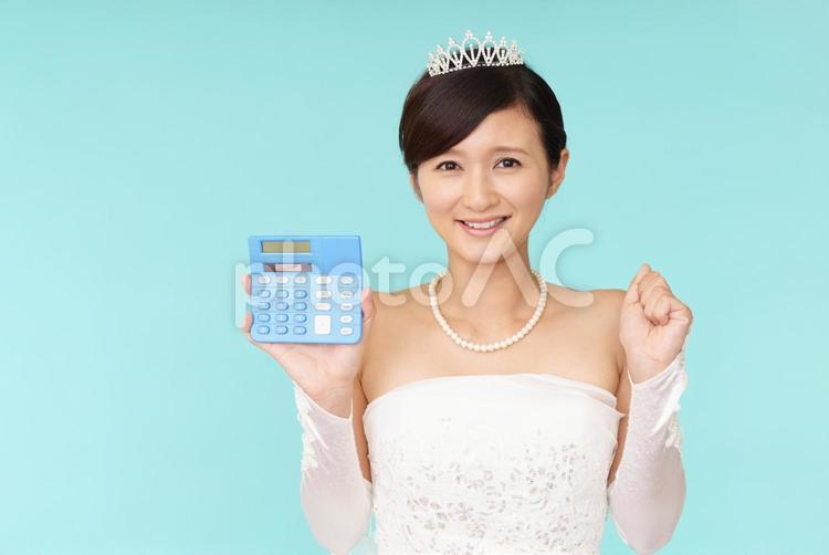 計算機を持つ花嫁 女性,花嫁,ウエディングの写真素材