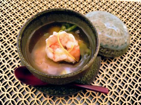 エビのあんかけ茶碗蒸し 茶碗蒸し,あんかけ,海老の写真素材