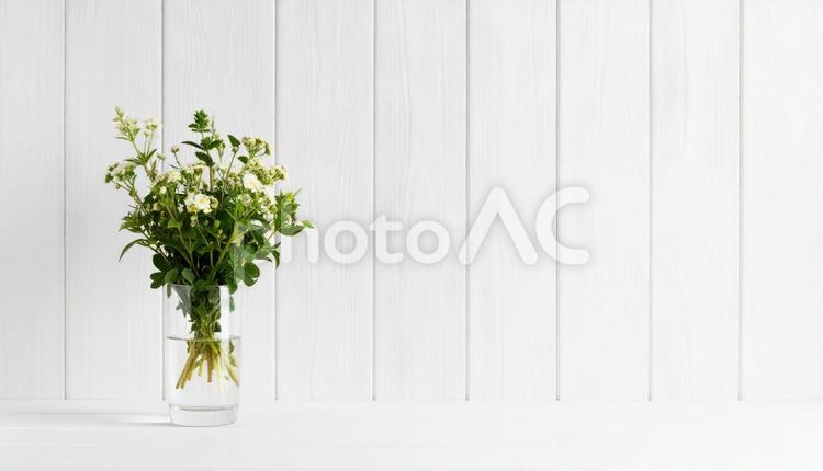 ハーブの花を飾る、コピースペース 花,ハーブ,シンプルの写真素材
