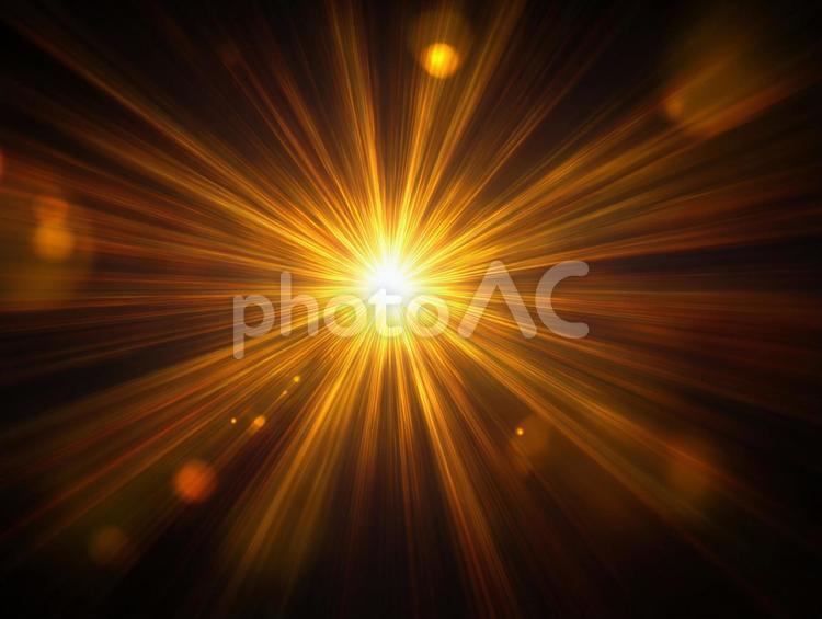 爆発的なエネルギーを放つ光 光,太陽,放射状の写真素材