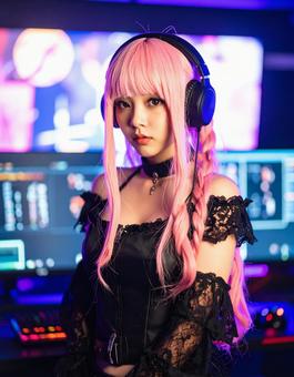 ゲームに夢中・黒レースコスの彼女 ゲームに夢中・黒レースコスの彼女の写真