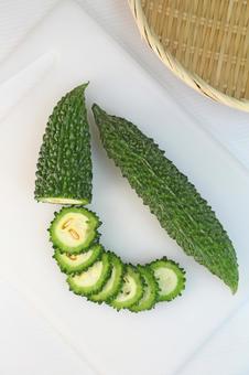 ゴーヤ ゴーヤ ゴーヤ,カット,にがうりの写真素材