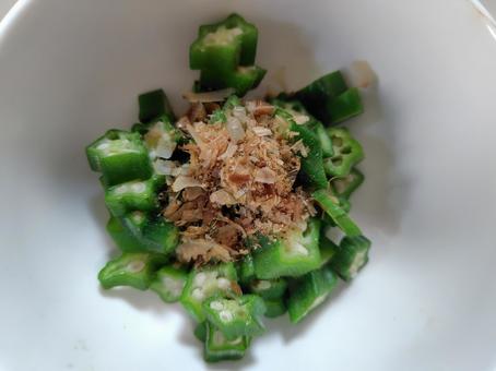 Okra and bonito flakes salad, JPG