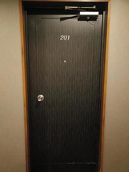 201号室 ドア,ホテル,ビジネスホテルの写真素材