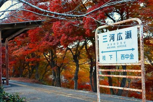 三河広瀬駅と紅葉 三河広瀬駅と紅葉の写真