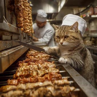 肉焼くねこ 肉焼くねこの写真