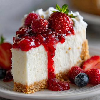 ベリーが沢山のチーズケーキの写真
