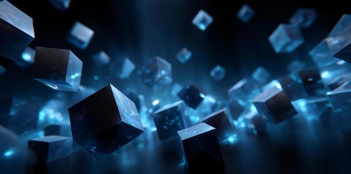 無重力のデジタル空間に浮かぶ立方体 無重力のデジタル空間に浮かぶ立方体の写真