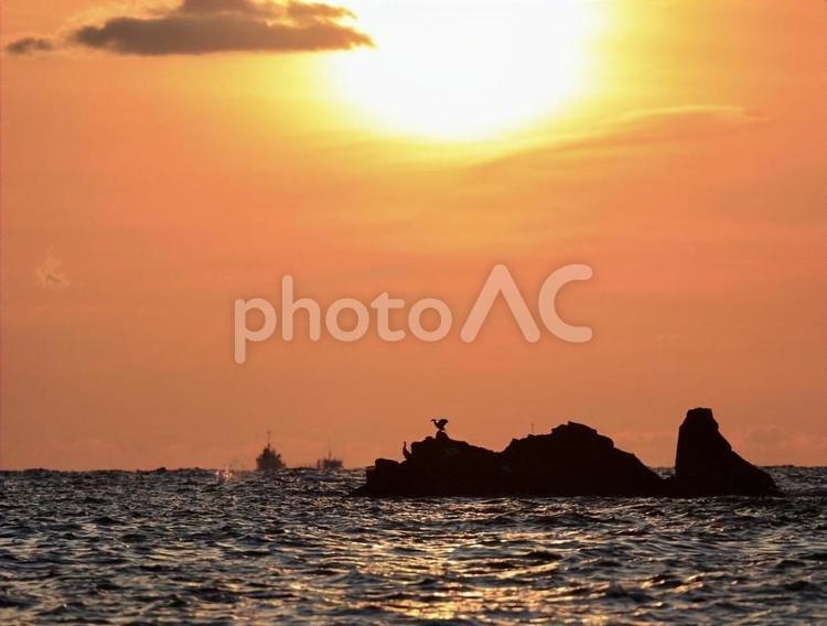 日暮れ時の海 自然,海,夕焼けの写真素材
