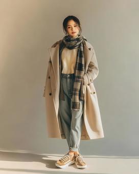 冬コーデの全身ポートレート 冬コーデの全身ポートレートの写真