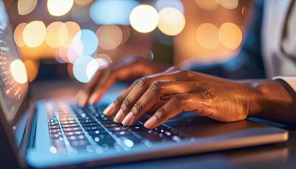 キーボードを入力する手の写真