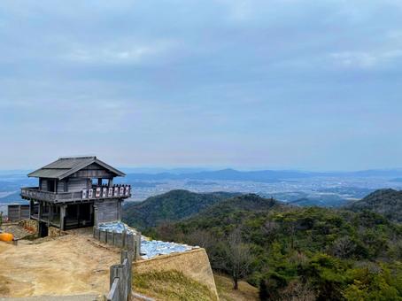 岡山 鬼ノ城と景色 岡山 鬼ノ城と景色の写真