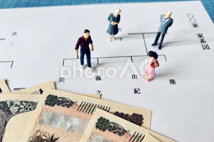 遺産相続について話し合う家族や親族 相続,遺産相続,家系図の写真素材