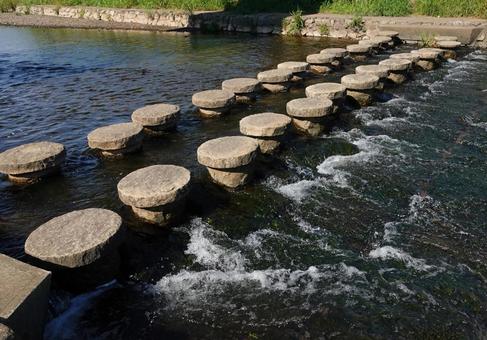 小畔川にある飛び石3 小畔川にある飛び石3 飛び石,川,堤防の写真素材