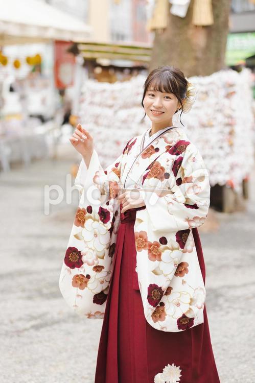 卒業式　袴　女性 女性,日本人,卒業式の写真素材