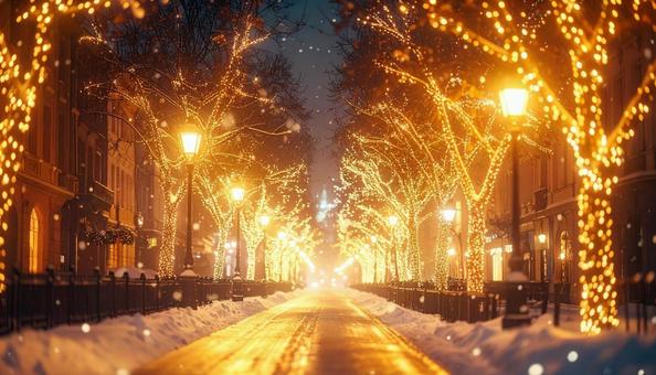 クリスマスシーズンの街並み クリスマスシーズンの街並みの写真