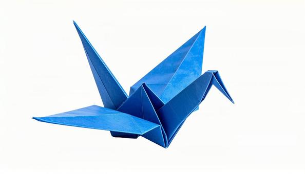 青い折り鶴 折り紙 (背景透過) 青い折り鶴 折り紙 (背景透過)の写真