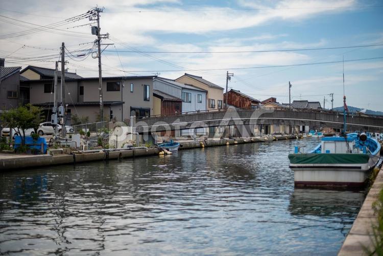 日本のベニス 内川の風景(富山県射水市) 新湊,富山県,射水市の写真素材