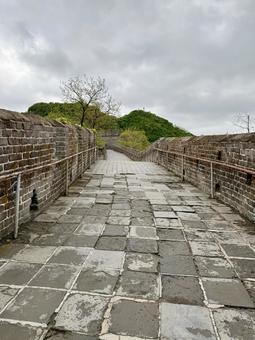 虎山長城の長い城壁 虎山長城,丹東,中国の写真素材