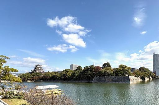 広島城秋 広島市,広島城,内堀の写真素材