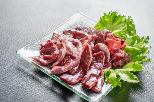 猪ハツのカット盛り付け イノシシ,猪肉,心臓の写真素材