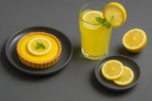 レモンタルトと爽やかドリンク レモンタルトと爽やかドリンクの写真