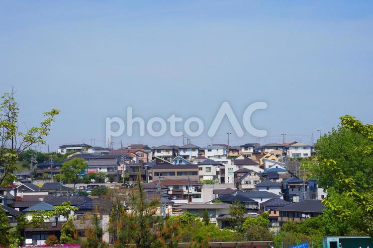 住宅街の景色 住宅街,遠景,景色の写真素材