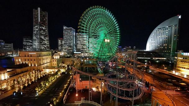 みなとみらい夜景 みなとみらい,横浜,観覧車の写真素材