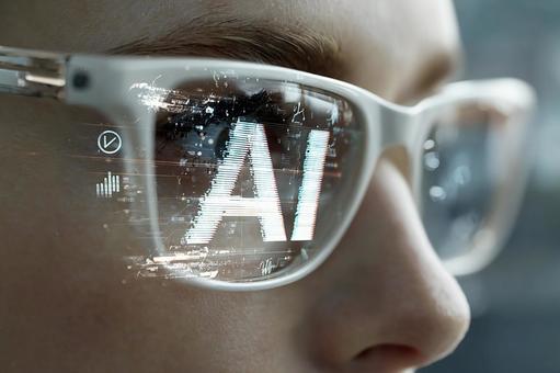 人工知能のインターフェースが反射した眼鏡 人工知能のインターフェースが反射した眼鏡の写真